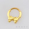 CUTE TEXTURED BOW RIBBON SEPTUM CLICKER RING 316L SURGICAL STEEL